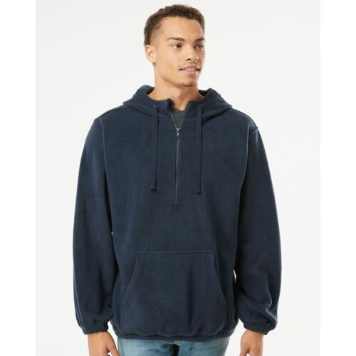 Men's Polar Fleece Quarter-Zip Hooded Pullover Thumbnail