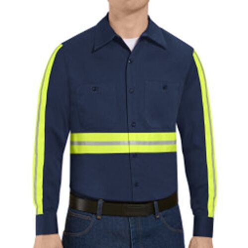 Men's Enhanced Visibility Long Sleeve Cotton Work Shirt Thumbnail