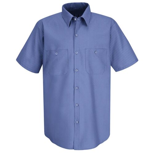 Men's Industrial Stripe Short Sleeve Work Shirt Thumbnail
