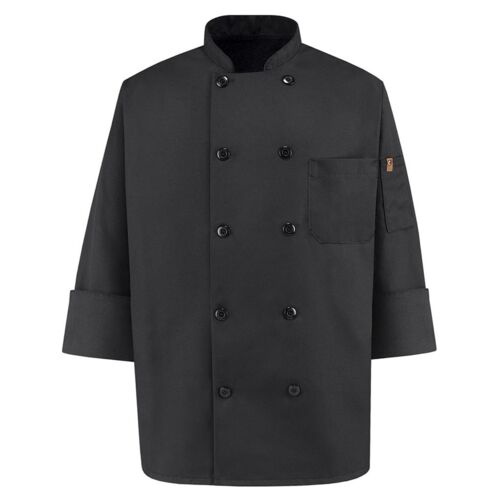 Ten Pearl Button Black Chef Coat Thumbnail