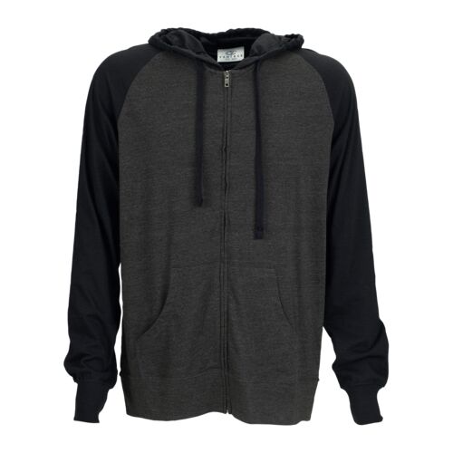 Full-Zip Two-Tone Jersey Knit Hoodie Thumbnail