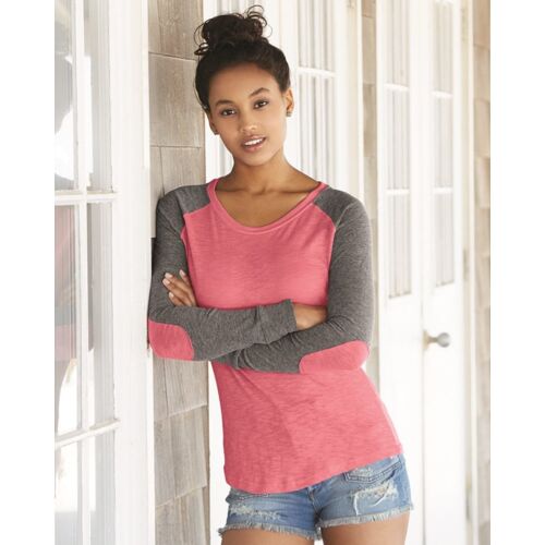 Women’s Preppy Patch Slub Long Sleeve T-Shirt Thumbnail