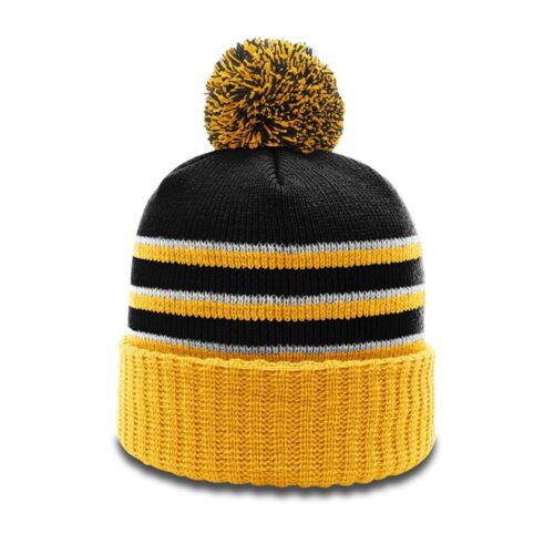 Stripe Pom Beanie With Cuff Thumbnail