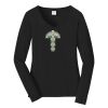 Ladies Long Sleeve Fan Favorite V Neck Tee Thumbnail